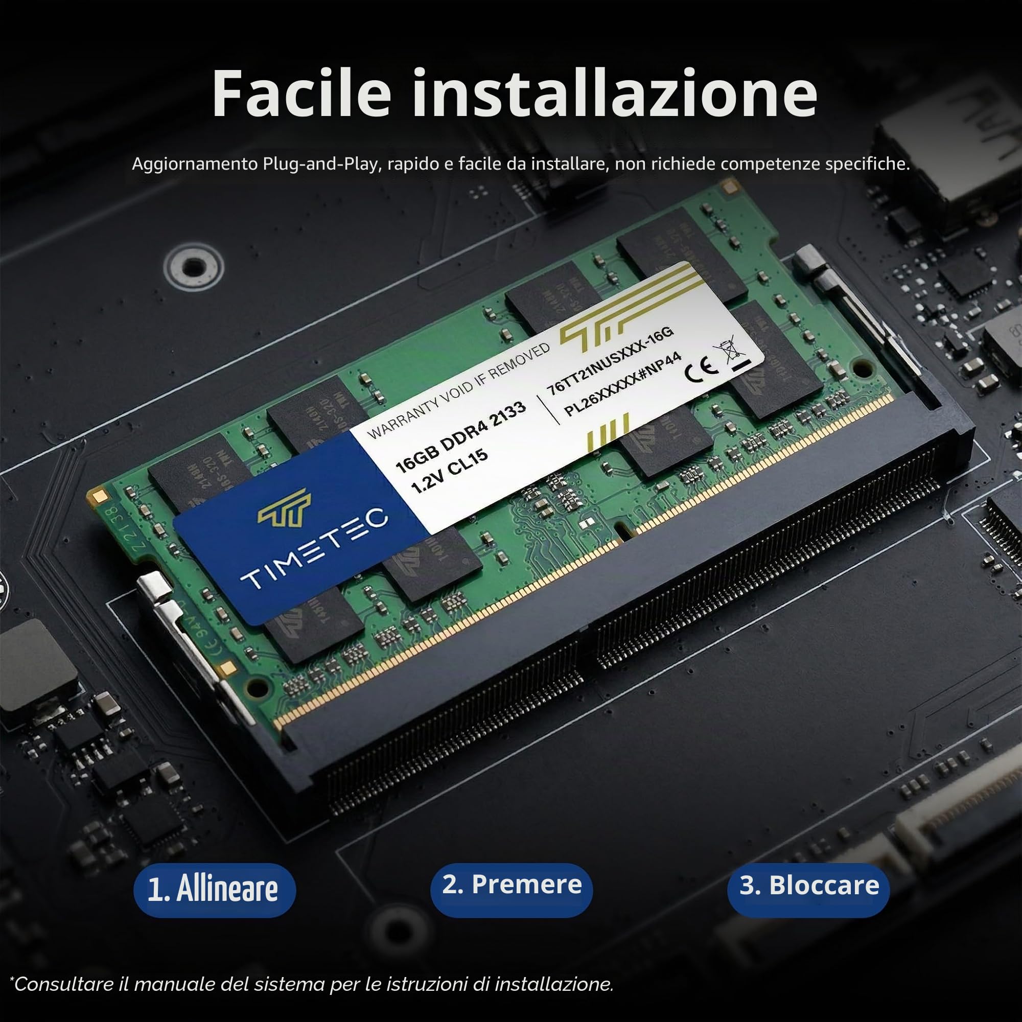 Timetec Premium 32GB KIT(2x16GB) DDR4 2133MHz (PC4-2133P) PC4-17000 SODIMM RAM per laptop, notebook, mini PC e computer All-in-One – Non-ECC Unbuffered, 260 pin, 1,2V CL15 modulo di memoria