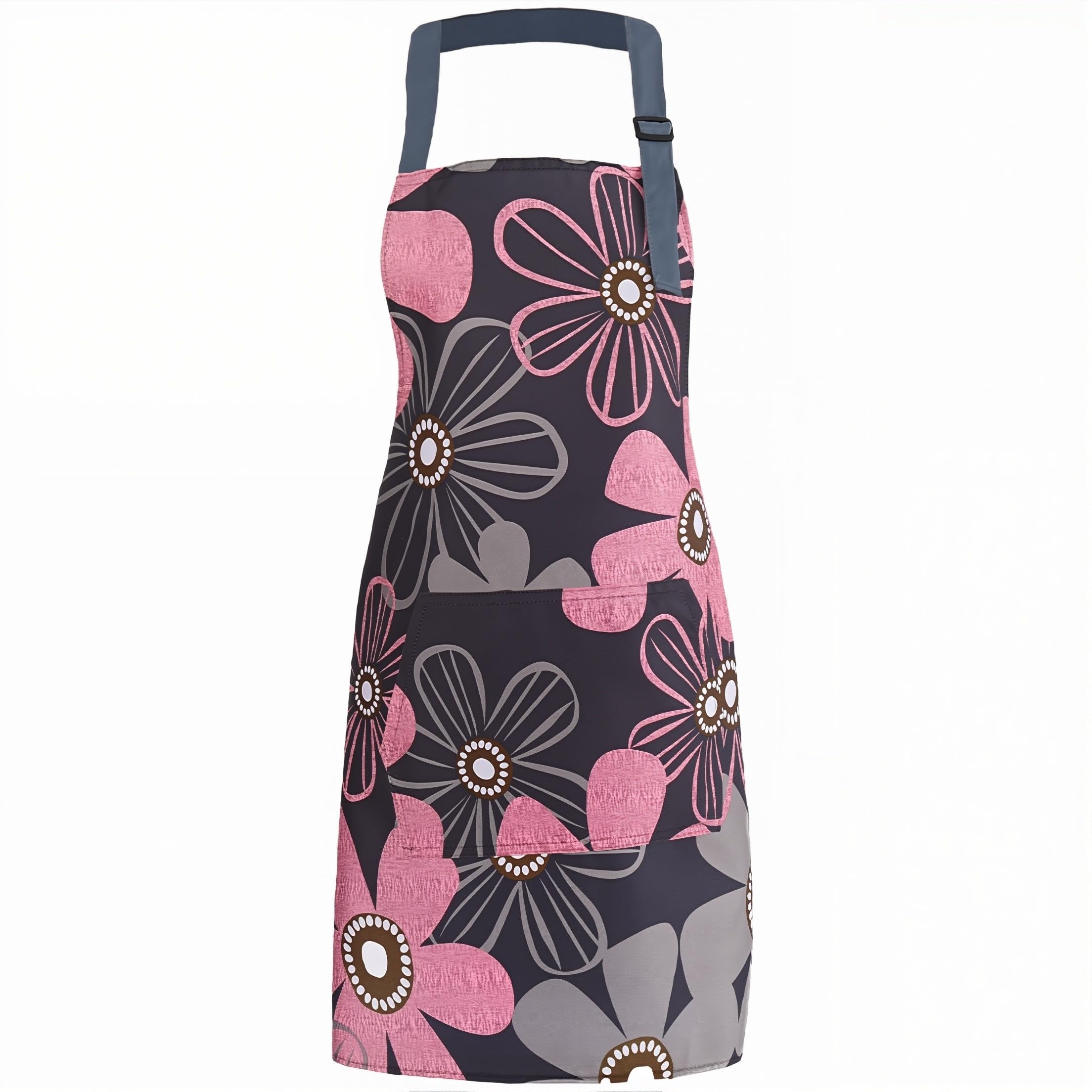 NHQZ Delantal de cocina para mujer, impermeable y resistente al aceite, con estampado exquisito y un ambiente cálido, resistente al desgaste y duradero, ajustable, 1 pieza