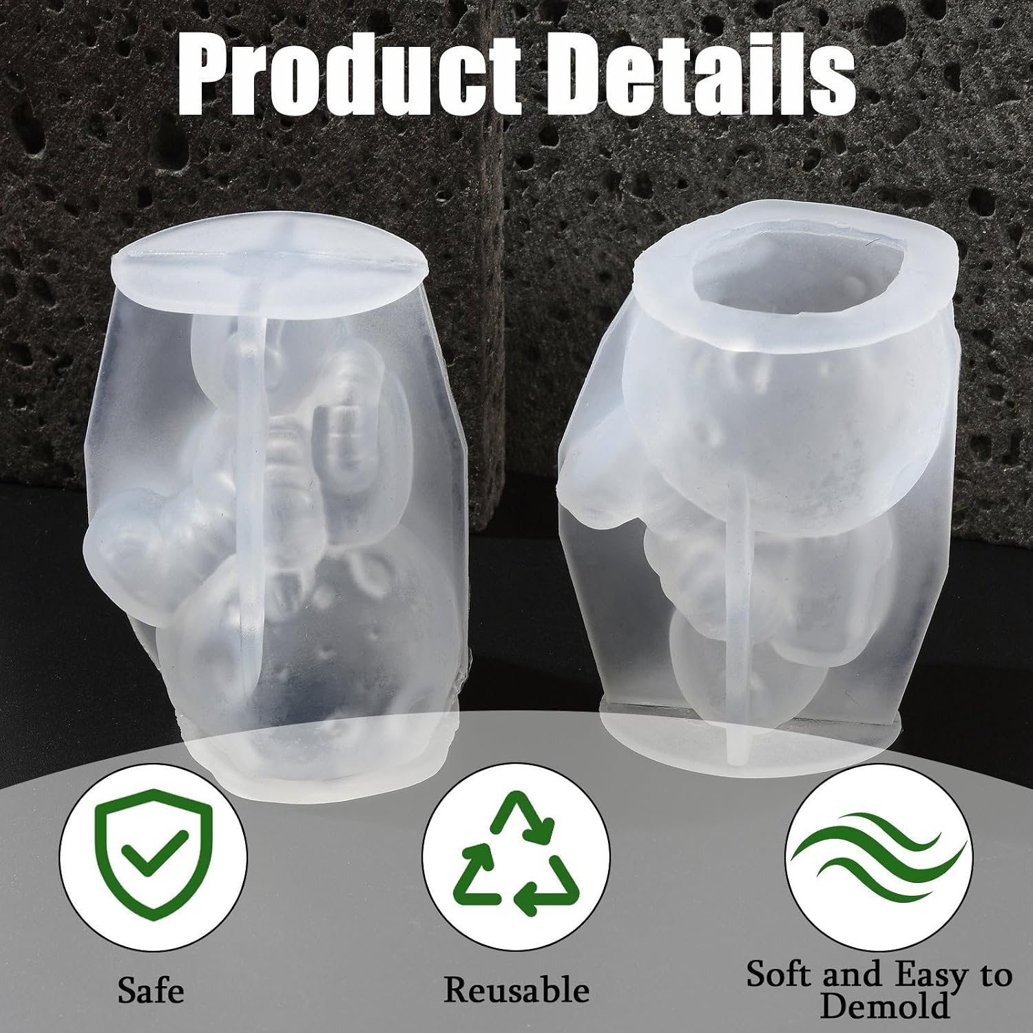 KitBeads 2Pcs Moon with Astronaut Silicone Candle Molds Outer Space Universe Fondant Molds for DIY Resin Candle Soap Making Crafts Home Decoration