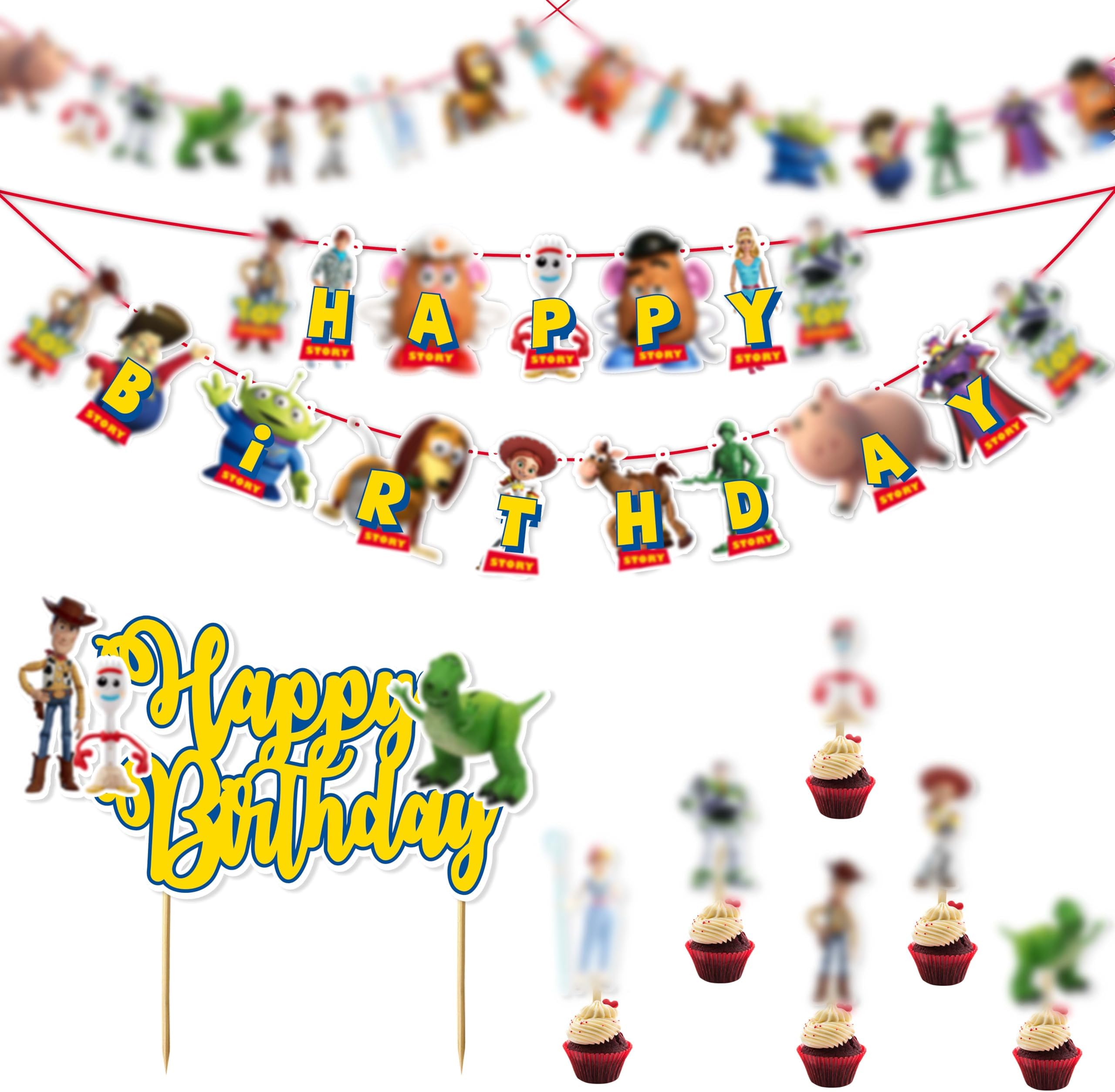 "Toy Stry Theme Birthday Party Supplies – Cartoon Character Decorations Inspired by Woody & Friends – Perfect for Birthday Parties, School Events, Family Gatherings, and Movie-Themed Celebrations"