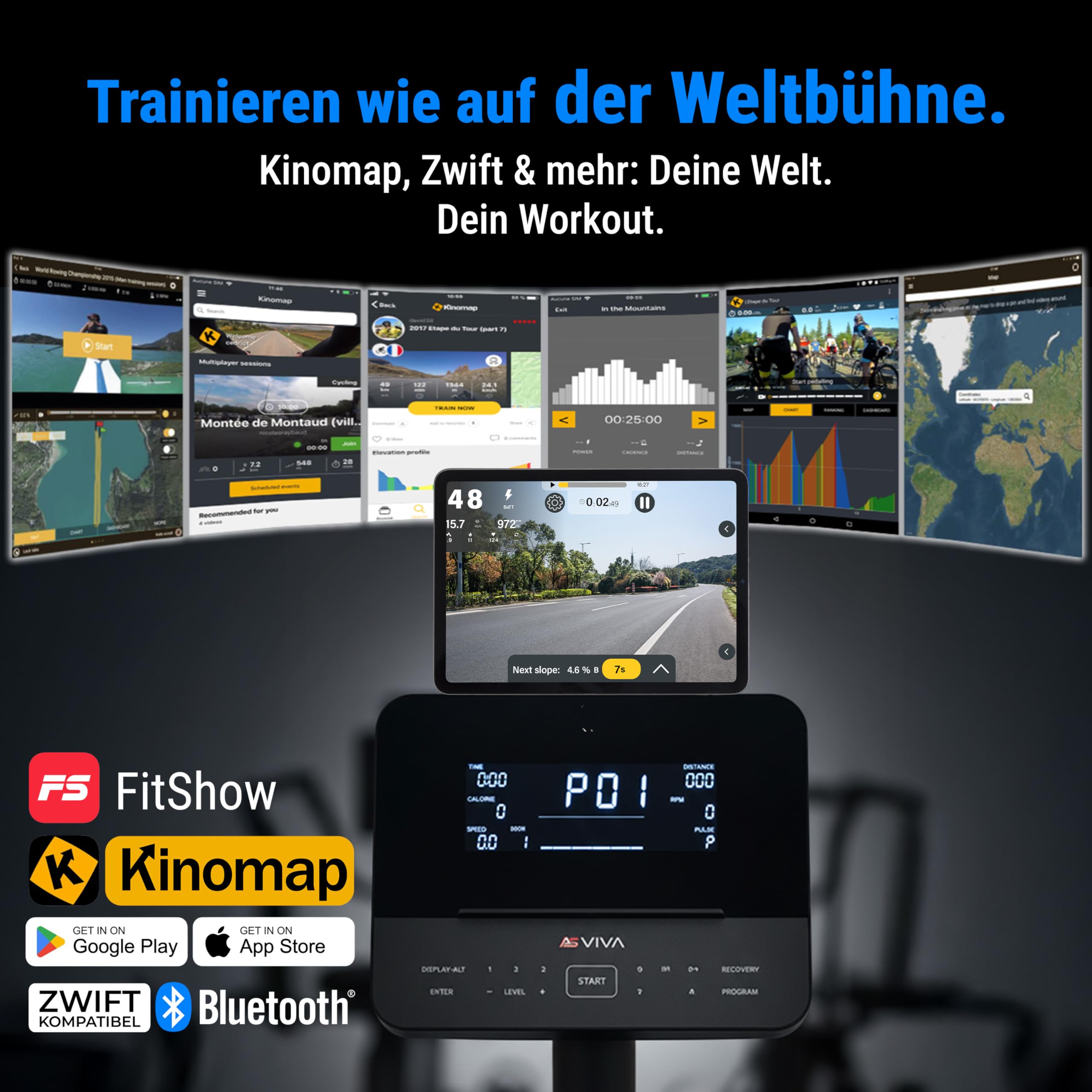 AsVIVA R7 Liegeergometer | Ergometer Fahrrad mit Sitz & Rückenlehne, 24 Programme, 18 kg Schwungmasse, Pulsmessung