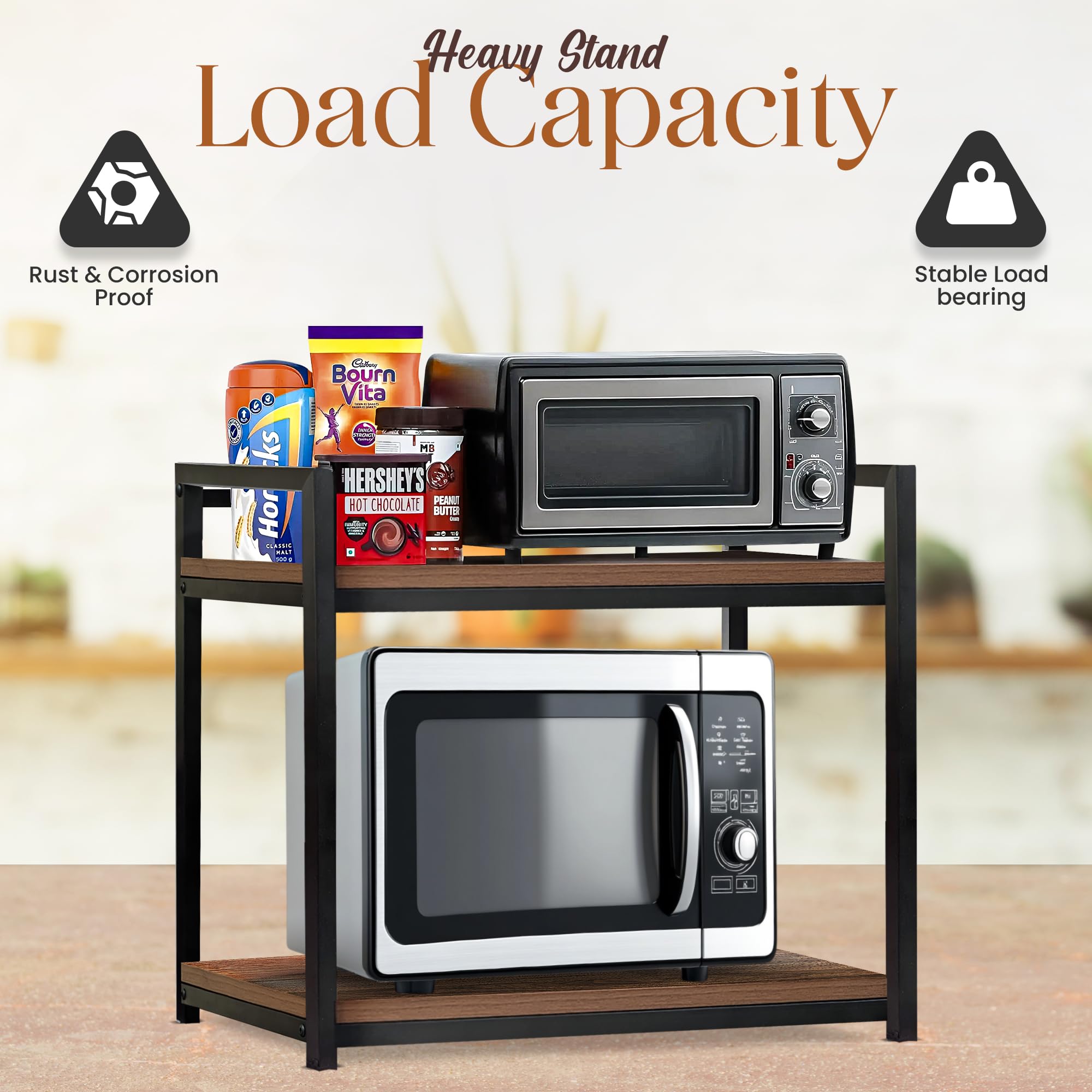 Kitchen Microwave Stand - 2 Tier Countertop Organizer -3
