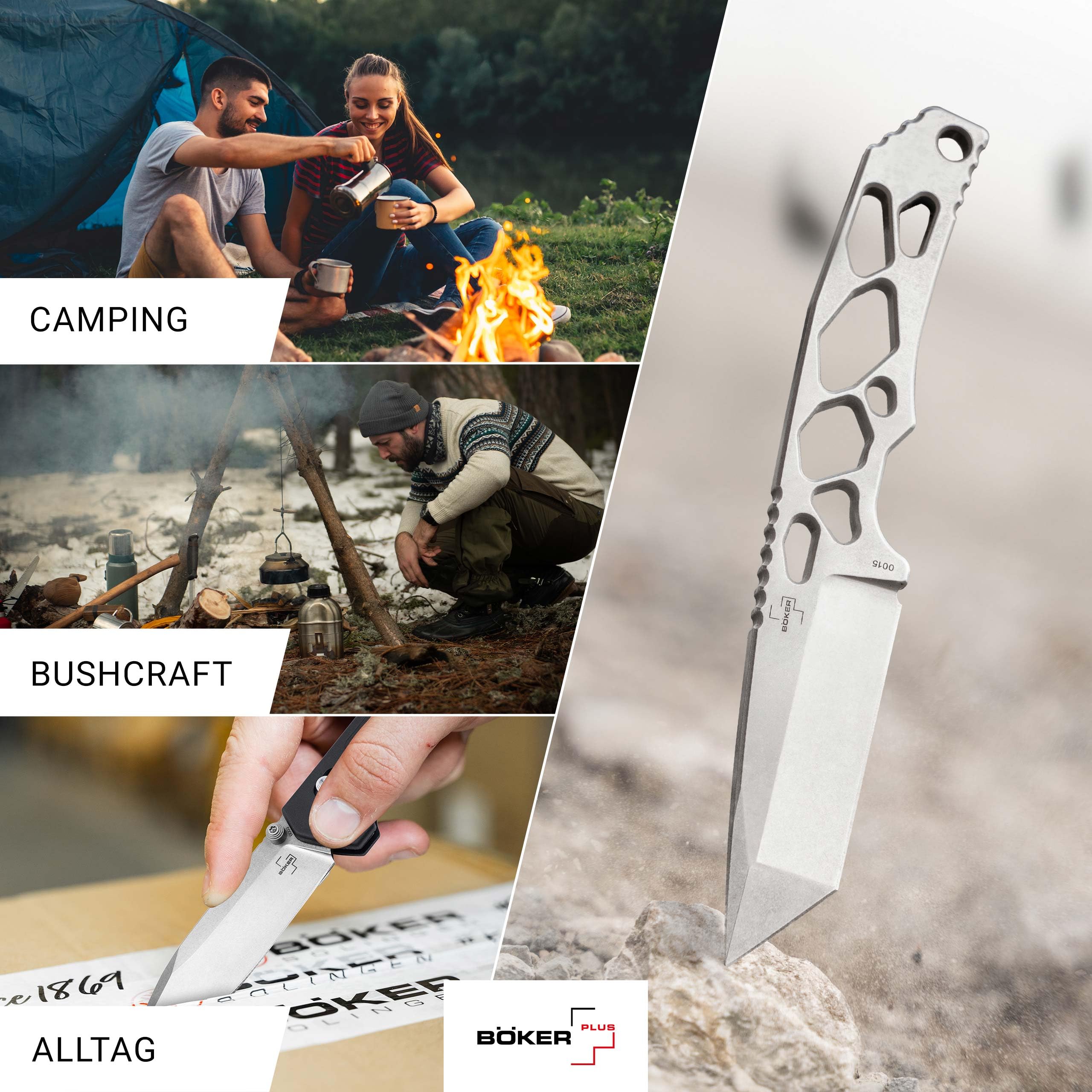 BÖKER PLUS Superlight Tanto – Skelett Messer feststehend 42a konform - Neck Knife mit Kydex-Scheide & Gürtel-Clip – Tactical Knife mit 7,3 cm D2 Tanto-Klinge – Fixed Ganzstahl Outdoor Messer