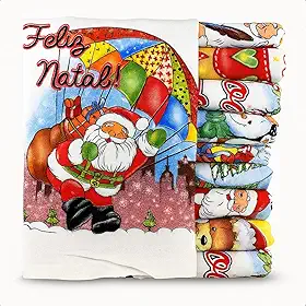 Kit 10 Panos de Prato Natalino Estampado Natal Grande Grosso Algodão