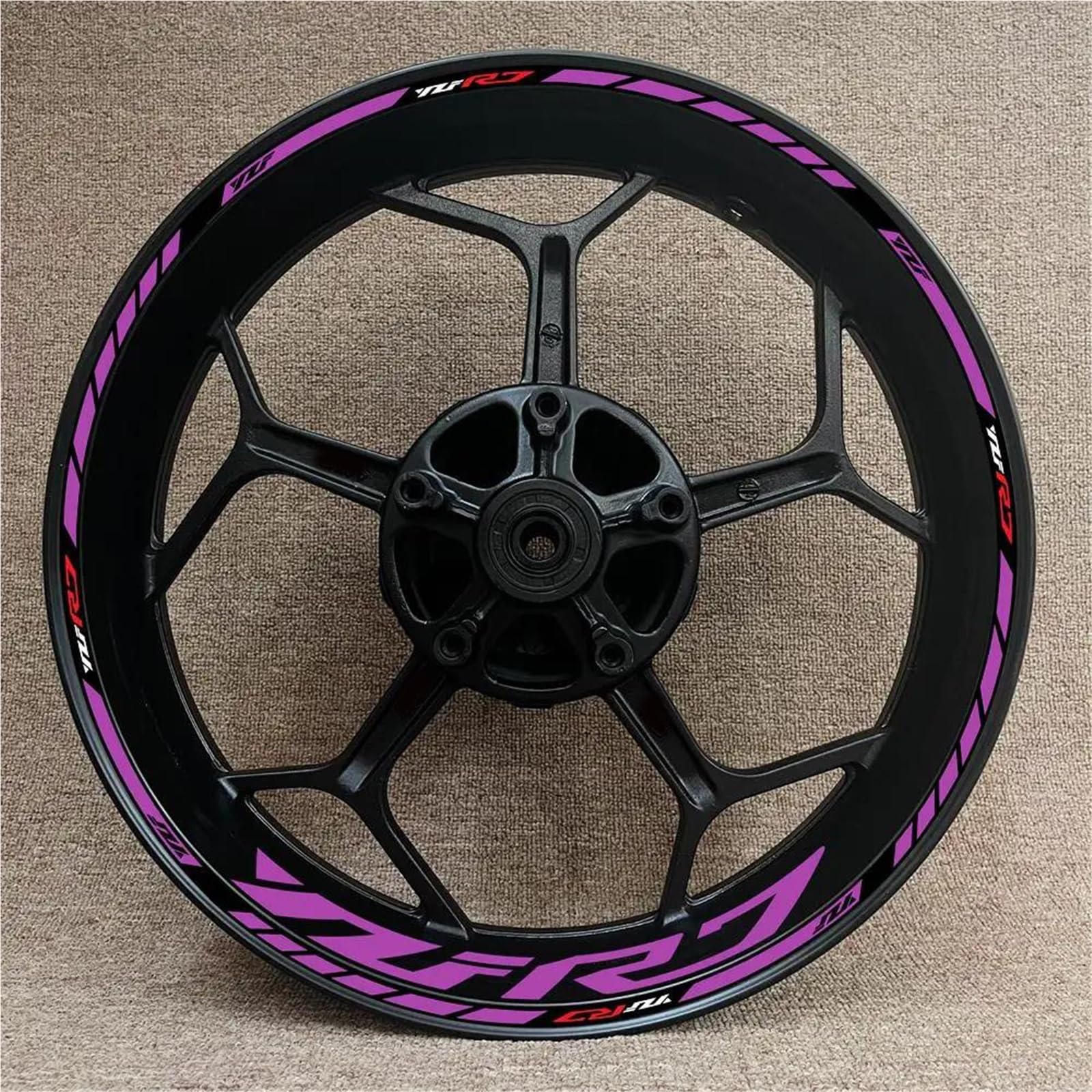 Ntpjk Purple Sticker Part Rim Decorative Reflective Stickers Motocycle Wheel Set For Y-Amaha Yzf R7 Yzfr7 Motorcycle Hub Decals(Purple)