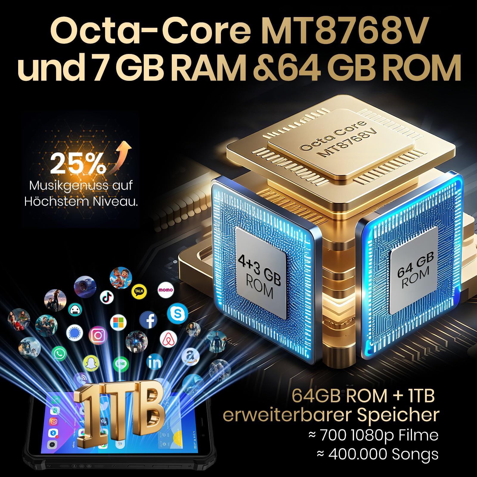 FOSSiBOT F101P Smartphone outdoor 10600 mAh 5,45" schermo HD Cellulare resistente senza contratto Android 13 7 GB RAM + 64 GB ROM Fotocamera 24 MP Impermeabile Antipolvere 4G Dual Sim IP68/IP69K/OTG