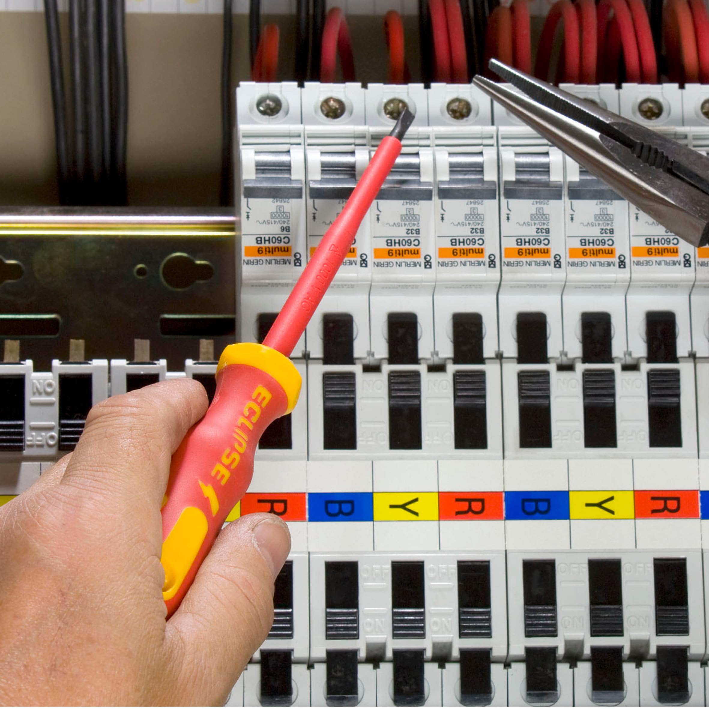 Eclipse Professional Tools PLIERV3PS VDE Elektriker-Zangenset 3-teilig – Isolierte Kombinationszange, Seitenschneider & Flachzange für Elektroarbeiten bis 1000 V
