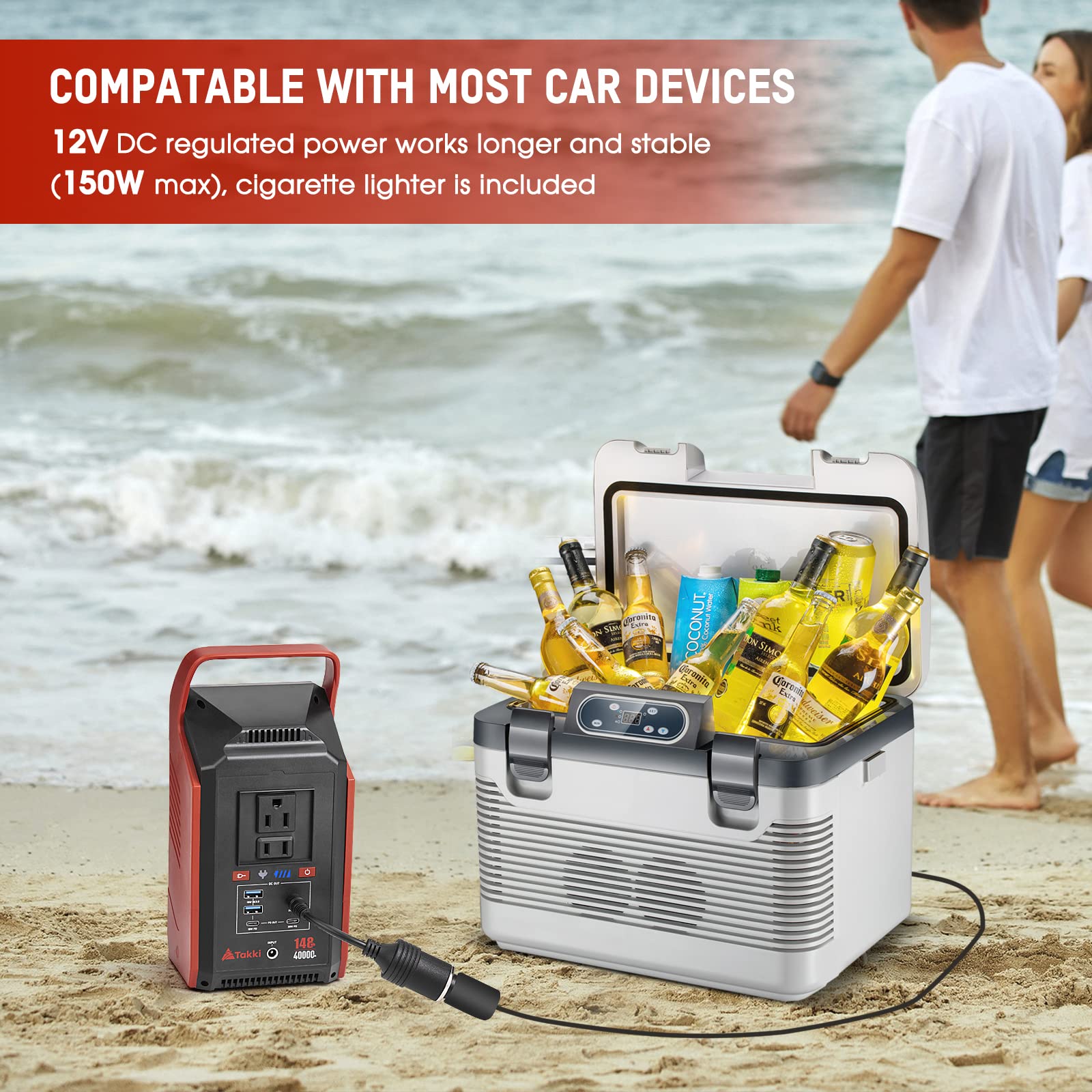 Takki 300W Peak Solar Generator 148Wh with 40W Solar Panel Included Camping Portable Power Station Power Bank with 110V AC Outlet for Home Use Camping Emergency Hurricane — view 5