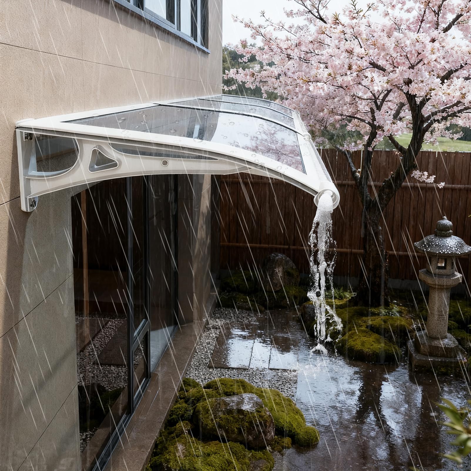 GJMSSMY Solid Outdoor Protection Canopy, 2.5mm Aluminum & Polycarbonate Awning, Wind & Hail Resistant, 150kg Load, Ideal for Backyard Door or Pool (80x240cm)