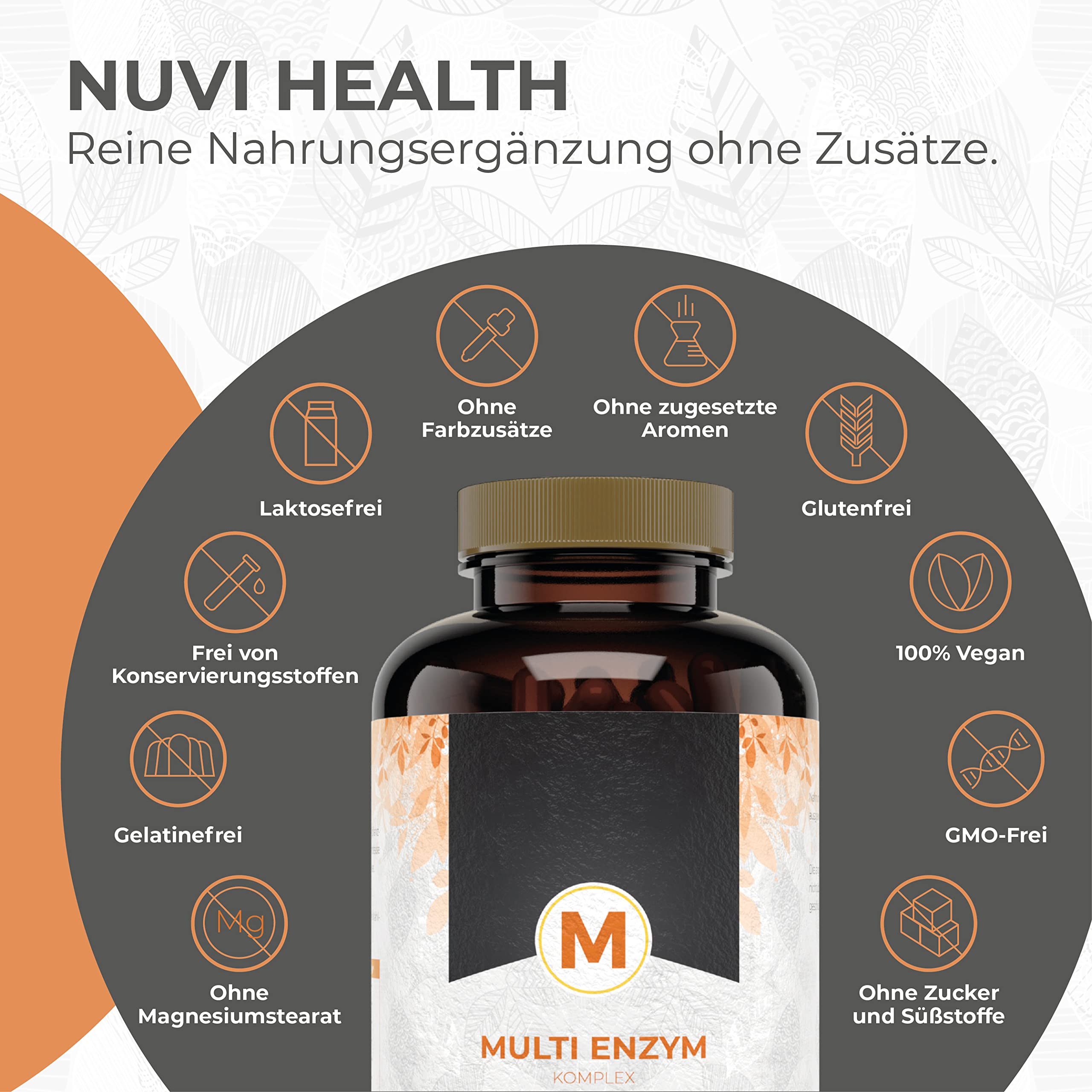 Enzym Komplex - Umfangreicher Mix mit 6 Enzymen + Betain HCL - Mit Bromelain, Papain Amylase, Catalase, Lipase - Hochdosiert - Vegan - 120 magensaftresistente Kapseln (Bright JC Caps®)