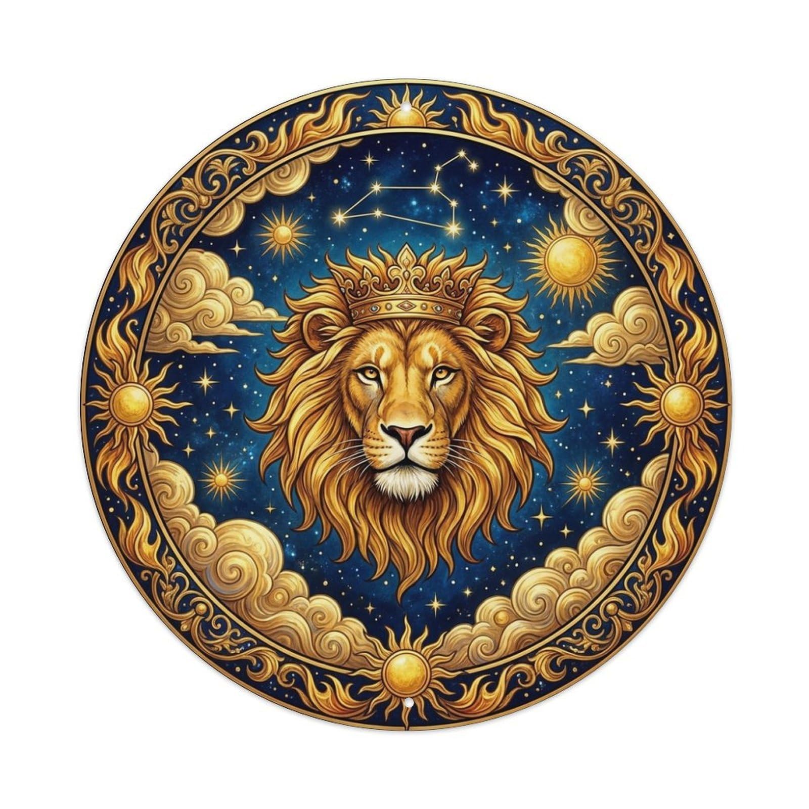 Leo Lion Fire Zodiac Celestial Astrology Metal Tin Sign