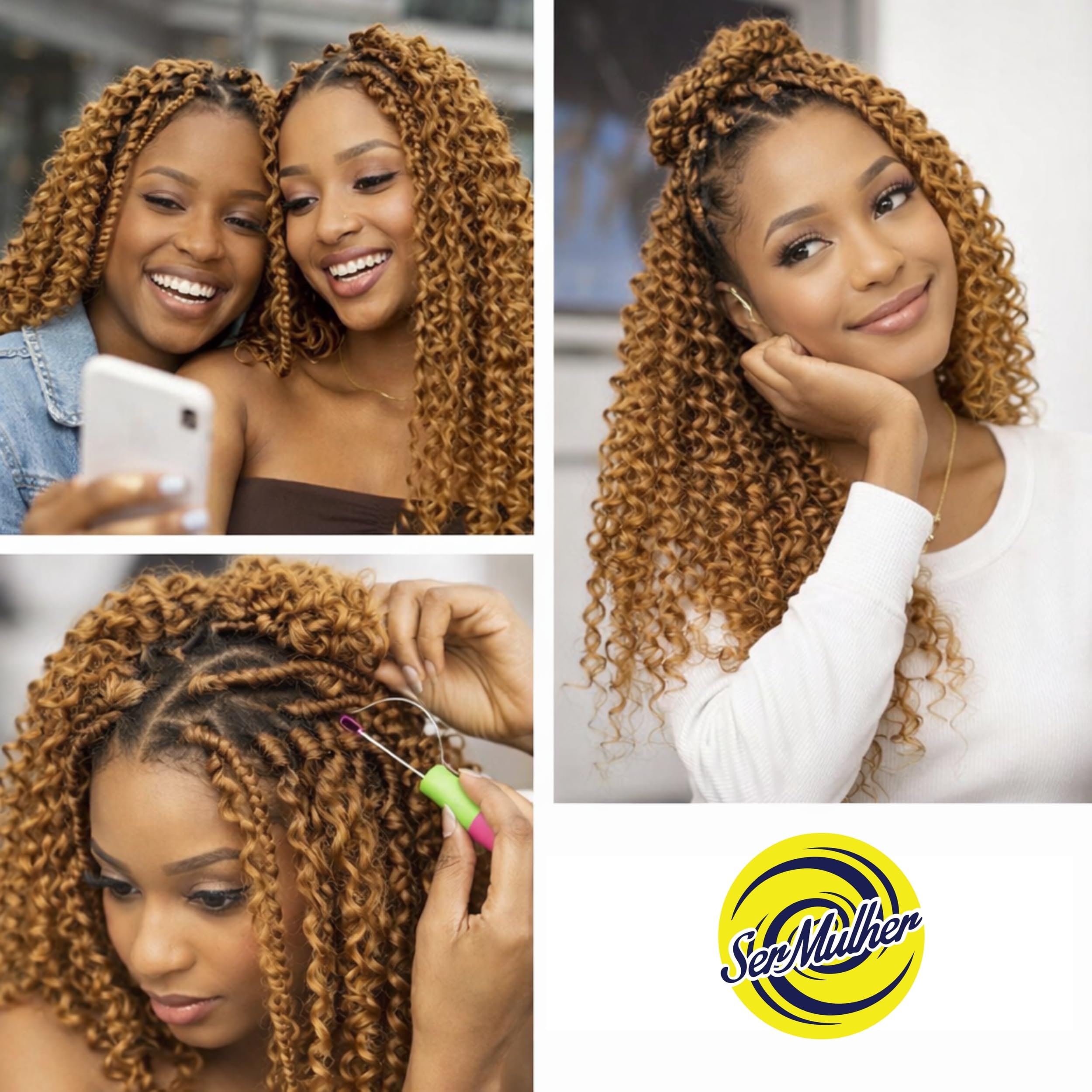 Extension Capelli Sintetici, Ricci per Crochet Braids, Lunghe: 65 cm - Peso: 340 g – Extension Capelli Clip, Ricci Morbidi Effetto Naturale, Natural Blonde, RITMO