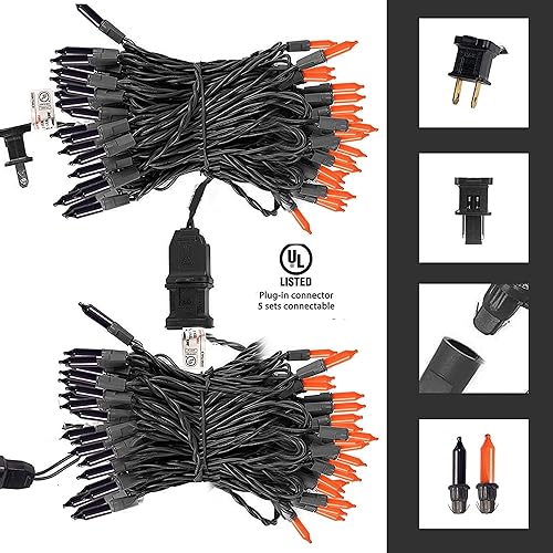 Vista 72 de TW SHINE Mini cadena de luces de Navidad, 20 pies, 100 unidades, incandescentes, mini luces de árbol de Navidad, impermeables, para exteriores, Rojo