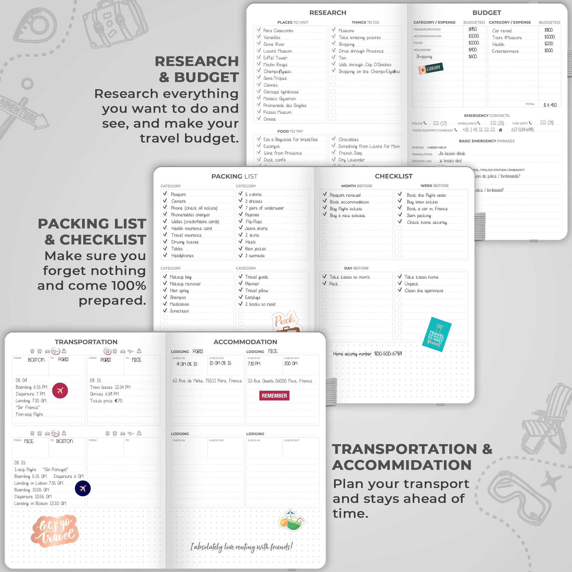 Clever Fox Travel Journal, Vacation Planner with Budget Plan, Packing List, Expense Tracker & Trip Journal - Image 4