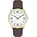 Men's Easy Reader Bold 38mm Watch – Gold-Tone Case White Dial with Brown Leather Strap