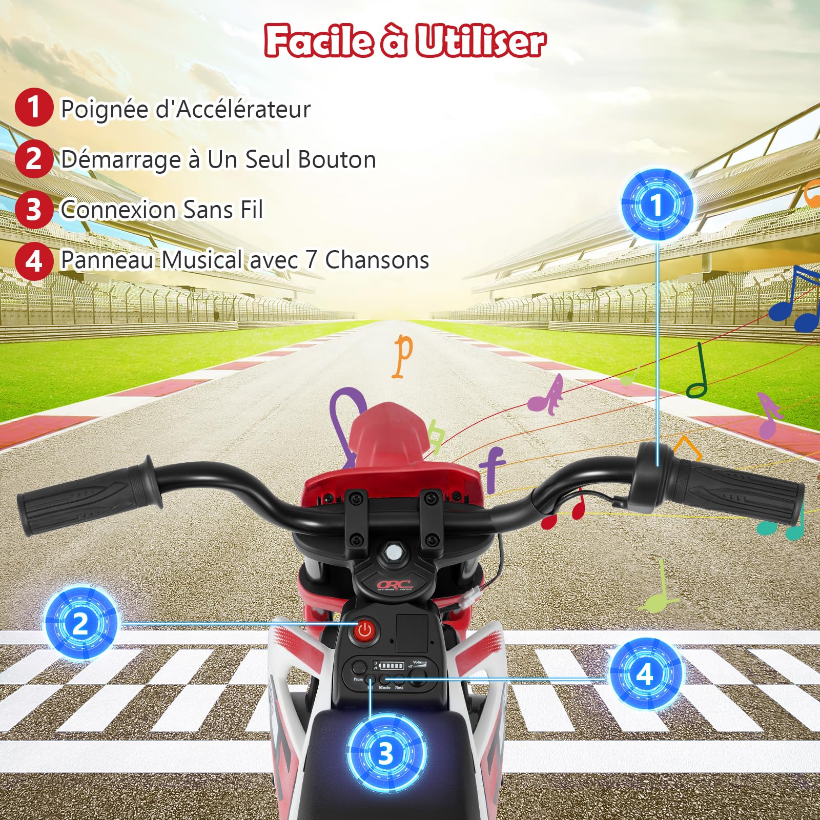 GOPLUS Moto Électrique Enfants 12 V avec Batterie,2 Roues Amovibles, Voiture Electrique Enfant avec Musique sans Fils, Amortissement, Charge 30 kg, 3-5 km/h, pour Enfants de 3-8 Ans (Rouge)