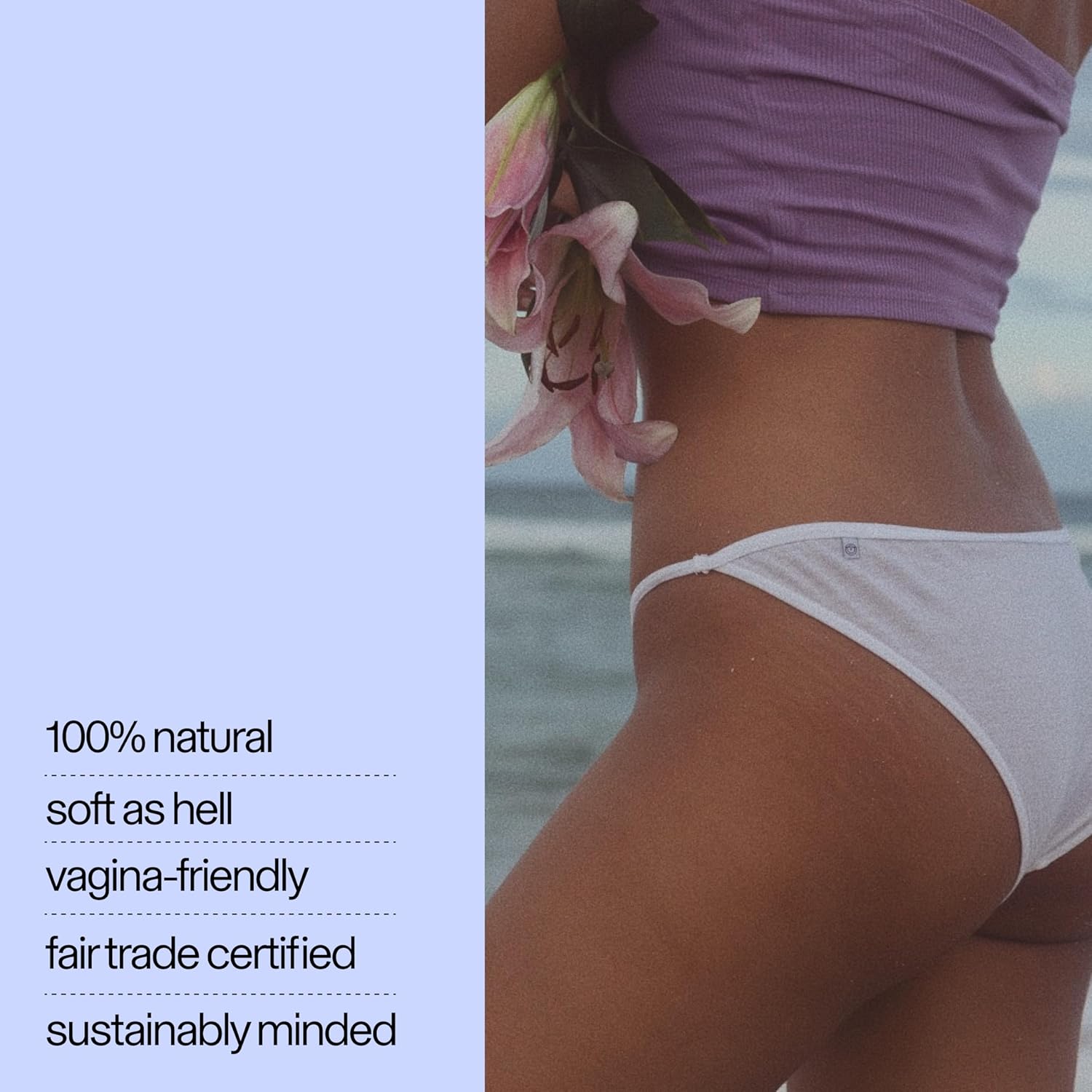 ODDO BODY 100% Organic Cotton String Bikini - Soft, Fair-trade, Breathable Pima Cotton Underwear for Everyday Comfort