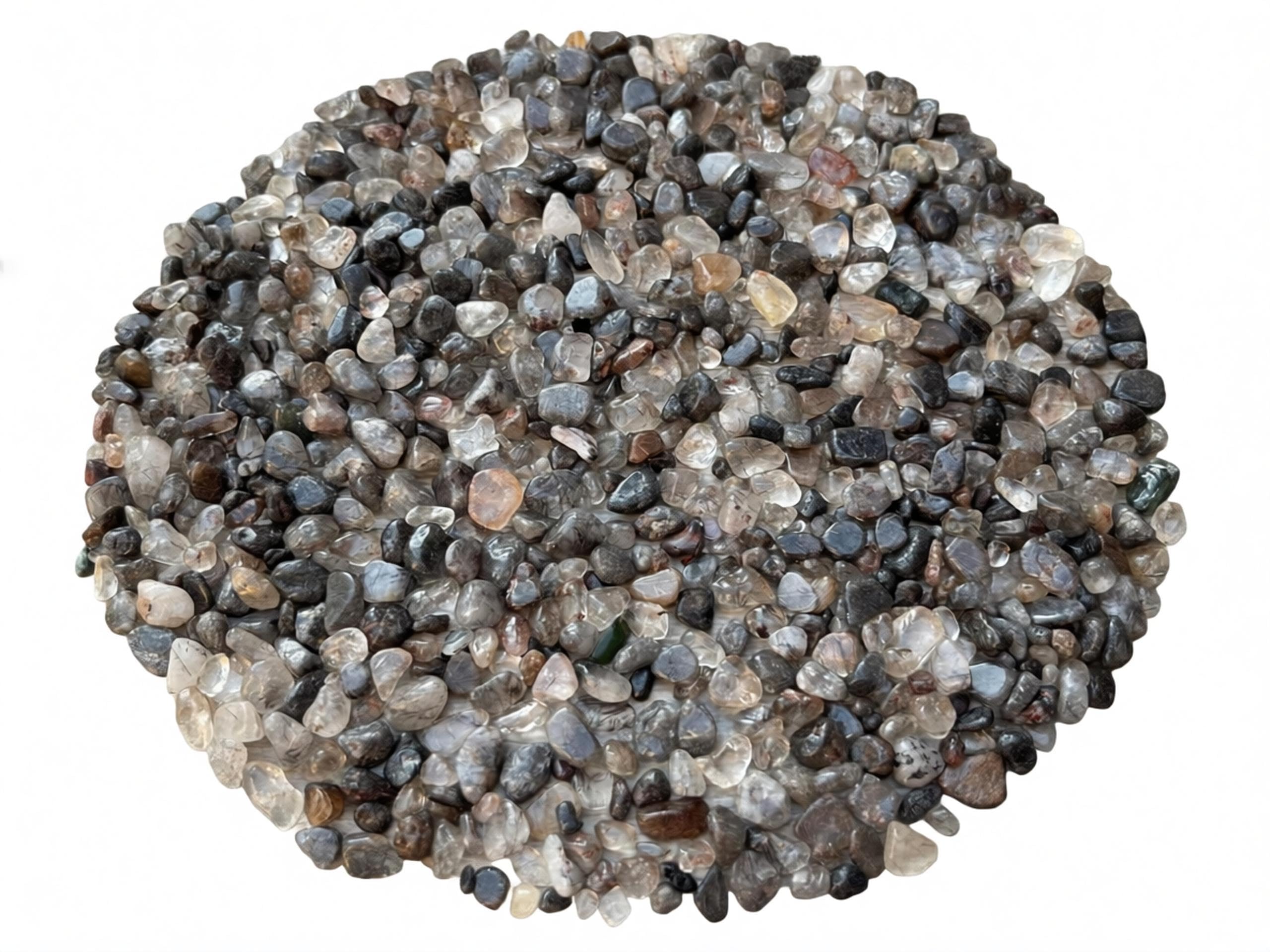 GAF TREASURES 2 oz Lot Natural Black Rutilated Quartz Semi Tumbled Gemstone Chips, Crushed Mini Crystals, Undrilled Crystal Chips (Black Rutilated Quartz)