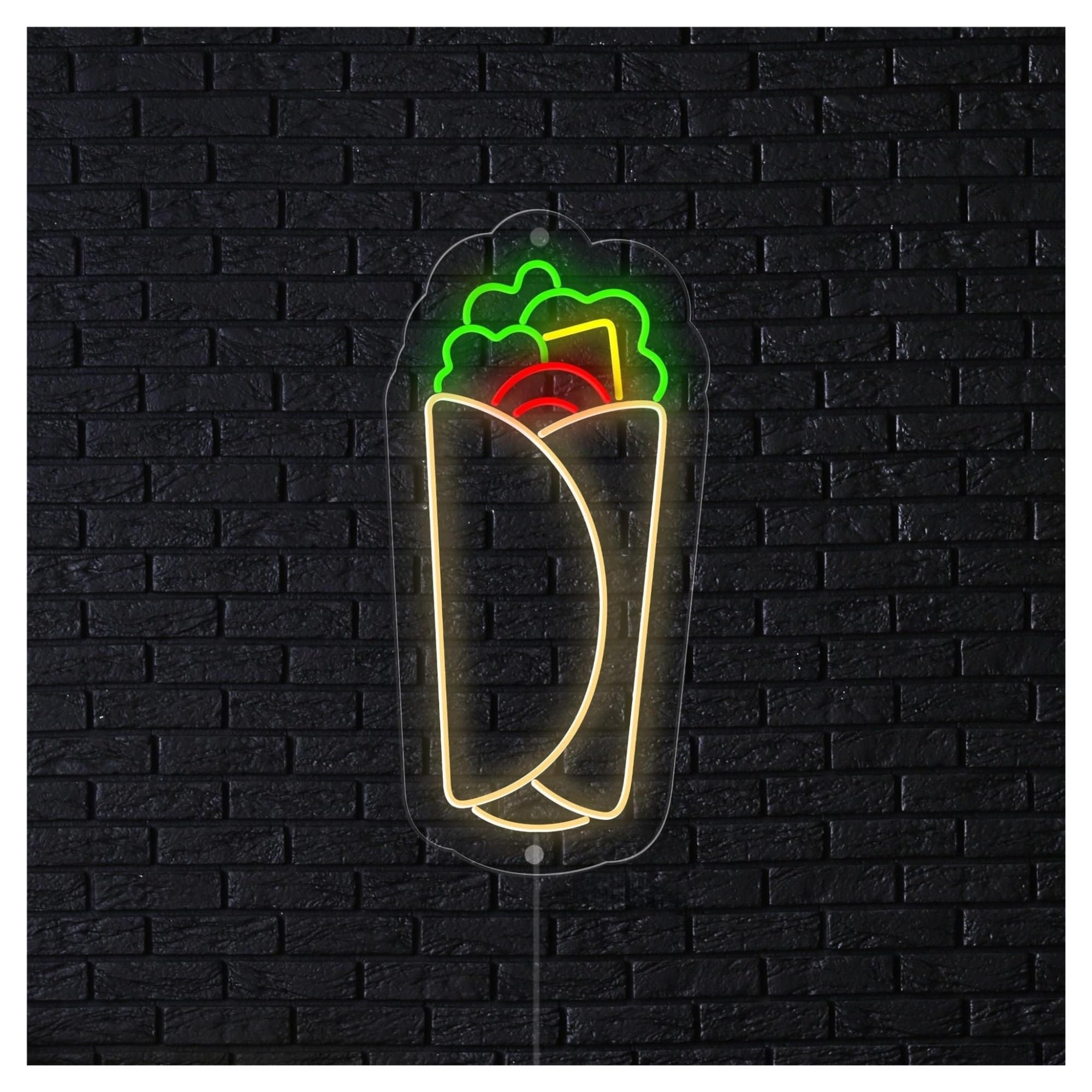 Hanging Art Neon Signs Doner Kebab Neon Sign Burritos Food Fast Cafe Restaurant Street Shop Deli Market Kitchen Home Hanging Wall Decor 48cm(Style A)