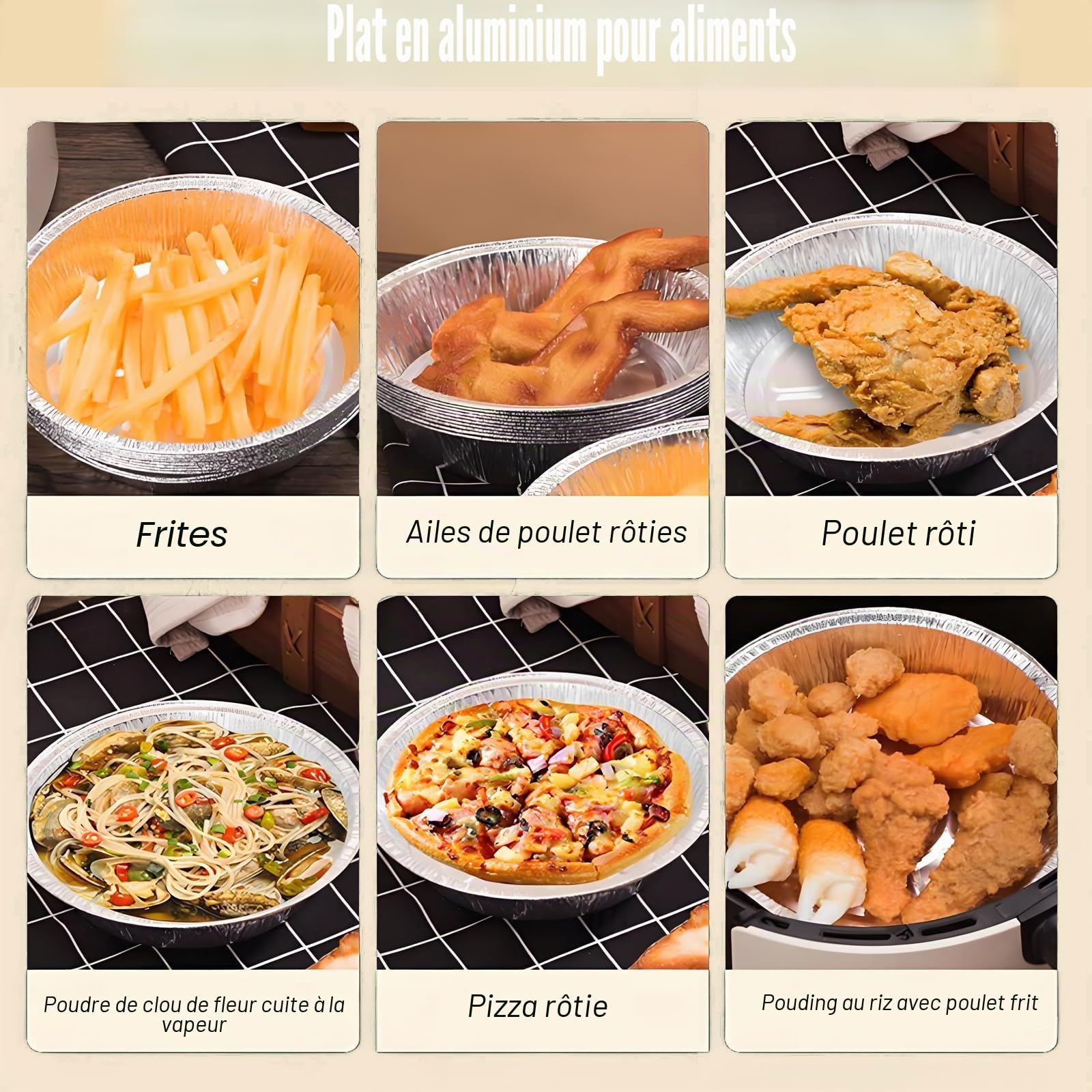MUAMAX Plateaux jetables en aluminium de 22,9 cm avec couvercle pour petits gâteaux ronds en étain, petits pains, assiettes à gâteau, plateaux ronds en aluminium, 20 plaques à rôtir