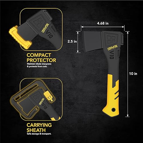 Miniatura 10 de LEXIVON V-ONE - Hacha de supervivencia, hacha ligera de espiga completa de 9.5 pulgadas | Hoja de acabado negro electro-negro de 0.236 in, mango