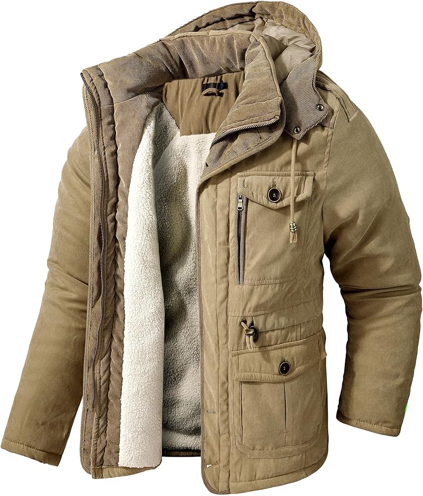 DGKaxiyaHM Men's Cotton Thick Winter Jackets Solid Color Zipper