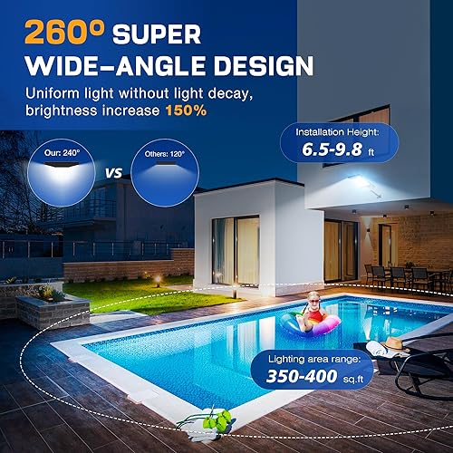 Miniatura 2 de Sunwish Farola solar al aire libre, 6500K 5730LEDs de atardecer a amanecer, luces solares de calle con sensor de movimiento, control remoto, luces