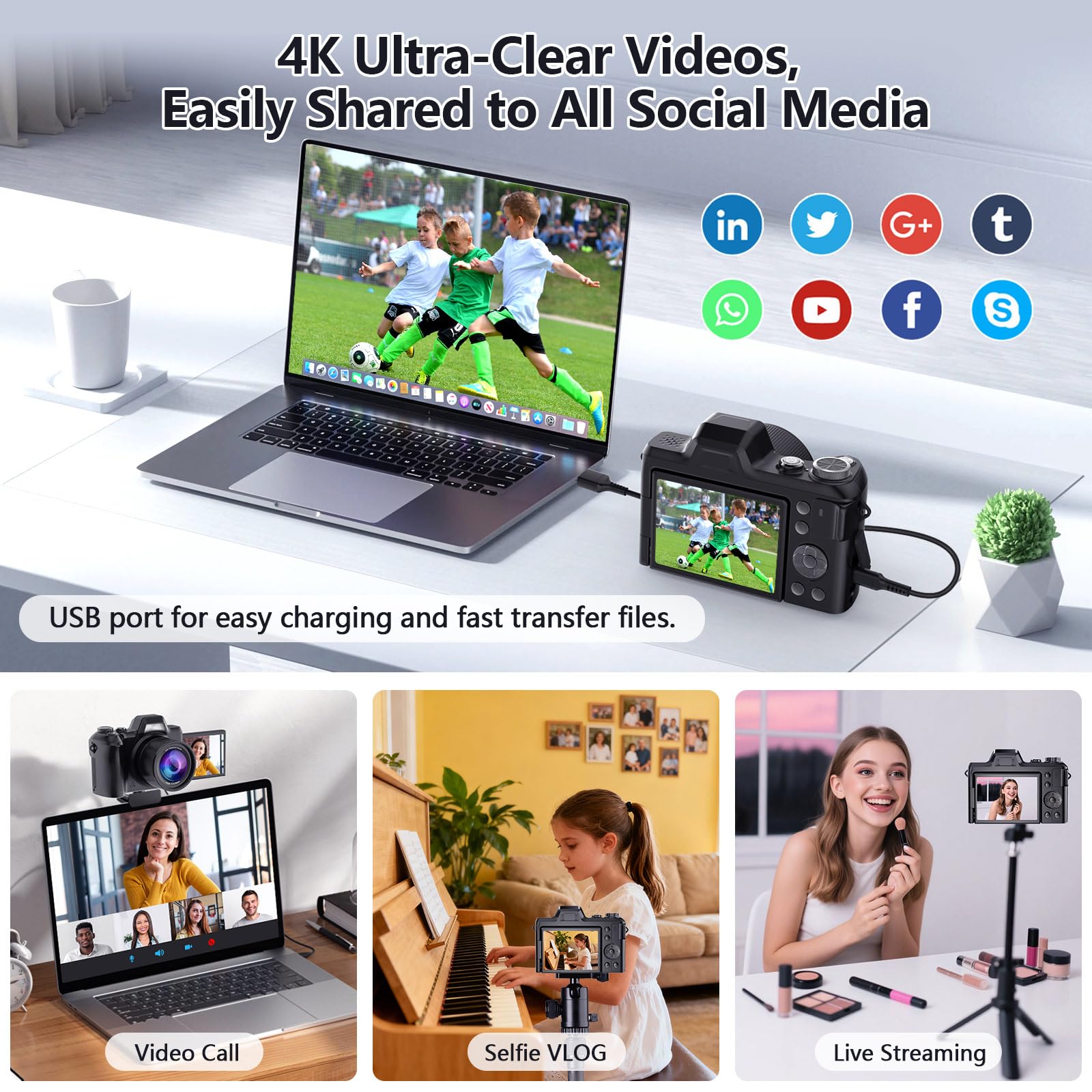 Amazon | 4Kデジタルカメラ、写真撮影&ビデオブログ用、56MPポイント