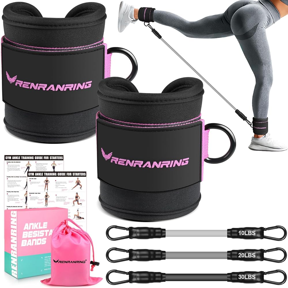 Ankle Resistance Bands with Cuffs, Exercise Bands for Legs and Butt, Home Gym Workout Equipment, Butt Exercise Equipment Booty Bands Ankle Bands for Men Women Legs and Glutes