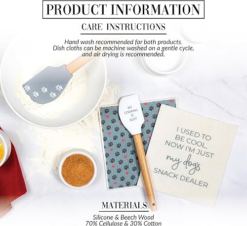 Miniatura 2 de Pavilion Gift Company - Distribuidor de aperitivos - Juego de 2 paños de cocina suecos de 12 pulgadas y 9.75 pulgadas, juego de espátula de cocina