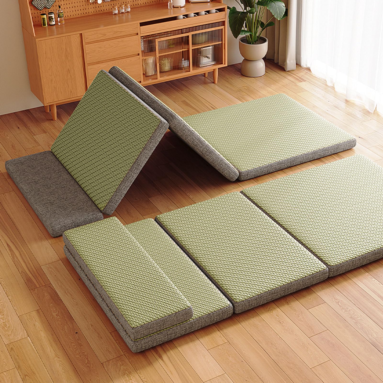 Tapis de Sol Tatami Japonais,Matelas Tatami Traditionnel Japonais,Tapis De Jeu en Rotin Respirant,Japonais Matelas Méditation Yoga,Antidérapant,pour Dormir,Méditation,Yoga,Relaxation