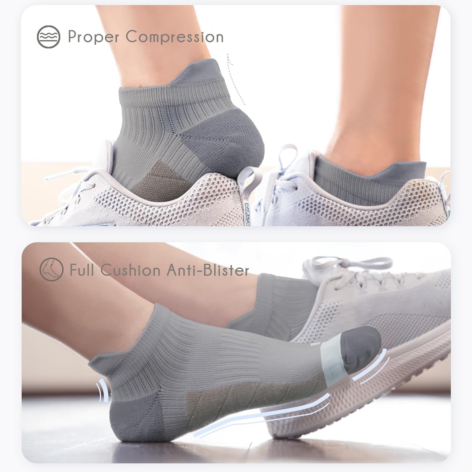 BRISIRA Coolmax Bamboo Viscose Women Compression Running Ankle Socks No Show Athletic Wicking Thick Cushioned Arch Support - Image 2
