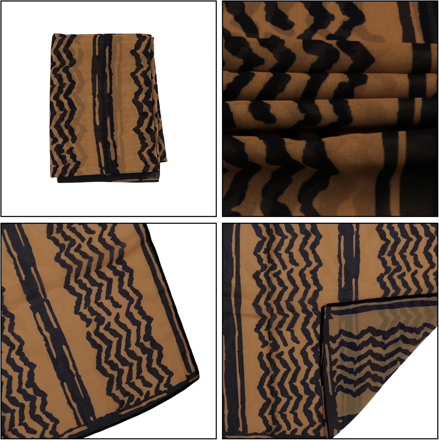 JUMISEE Chiffon Keffiyeh Hijab for Women Fashion Striped Islamic Muslim Hijab Long Scarf Shawl Wraps Headscarf - Image 6