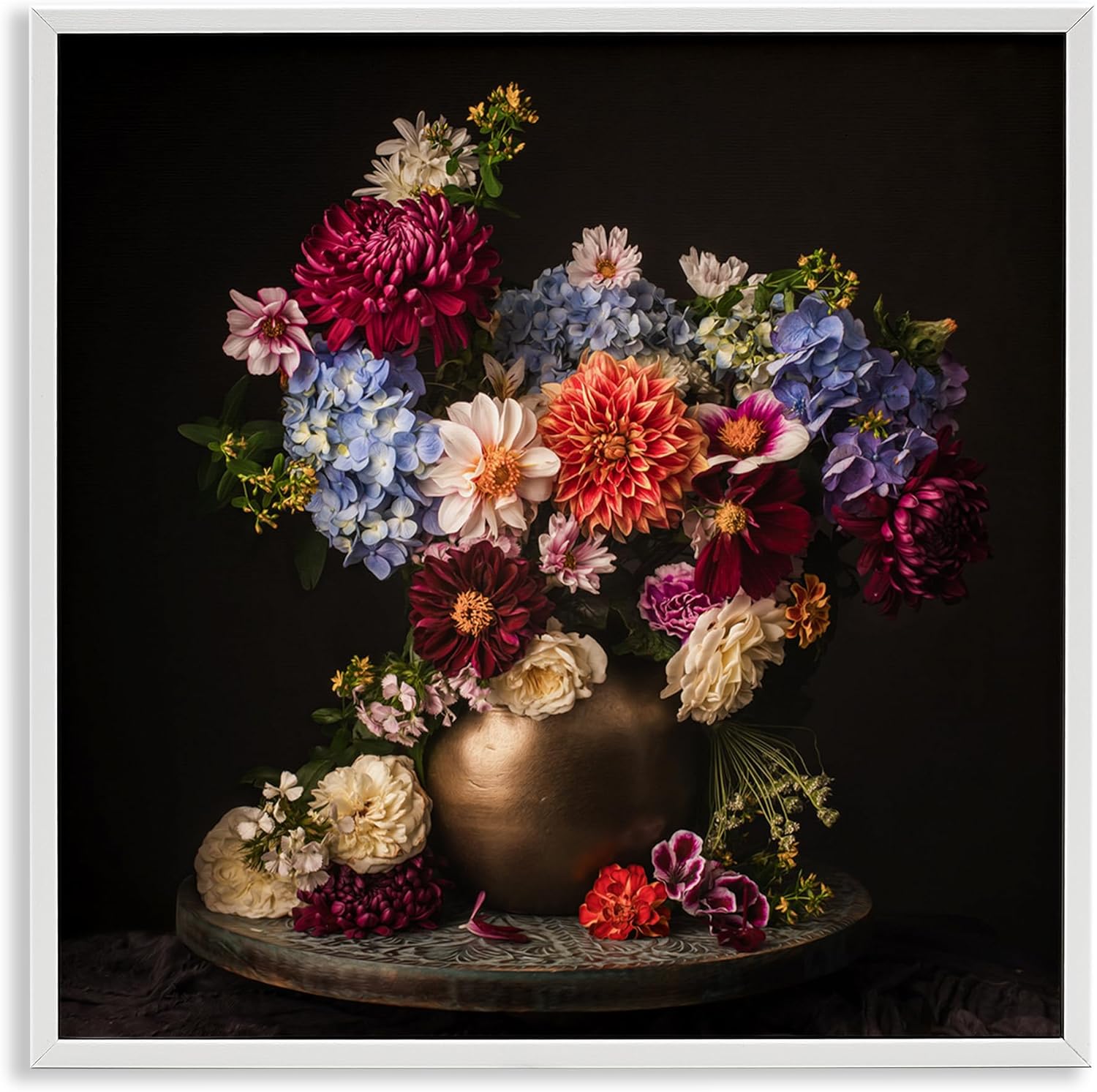 Stupell Industries Assorted Flowers Arrangement Framed Giclee Wall Art Design by Leah McLean, White Framed, 12 x 12