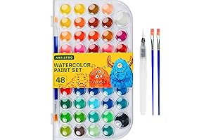 ARTISTRO Washable Watercolor Paint Set 48 Colors with 2 brushes, Refillable Water...