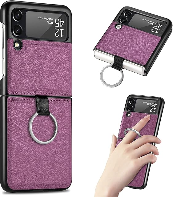 ZCDAYE Case for Samsung Galaxy Z Flip 4, Samsung Z Flip 4 5G(2022) Case with Ring, Samsung Z Flip 4 Folding Phone Cover with Ring Holder for Samsung Galaxy Z Flip 4 5G (2022) - Purple