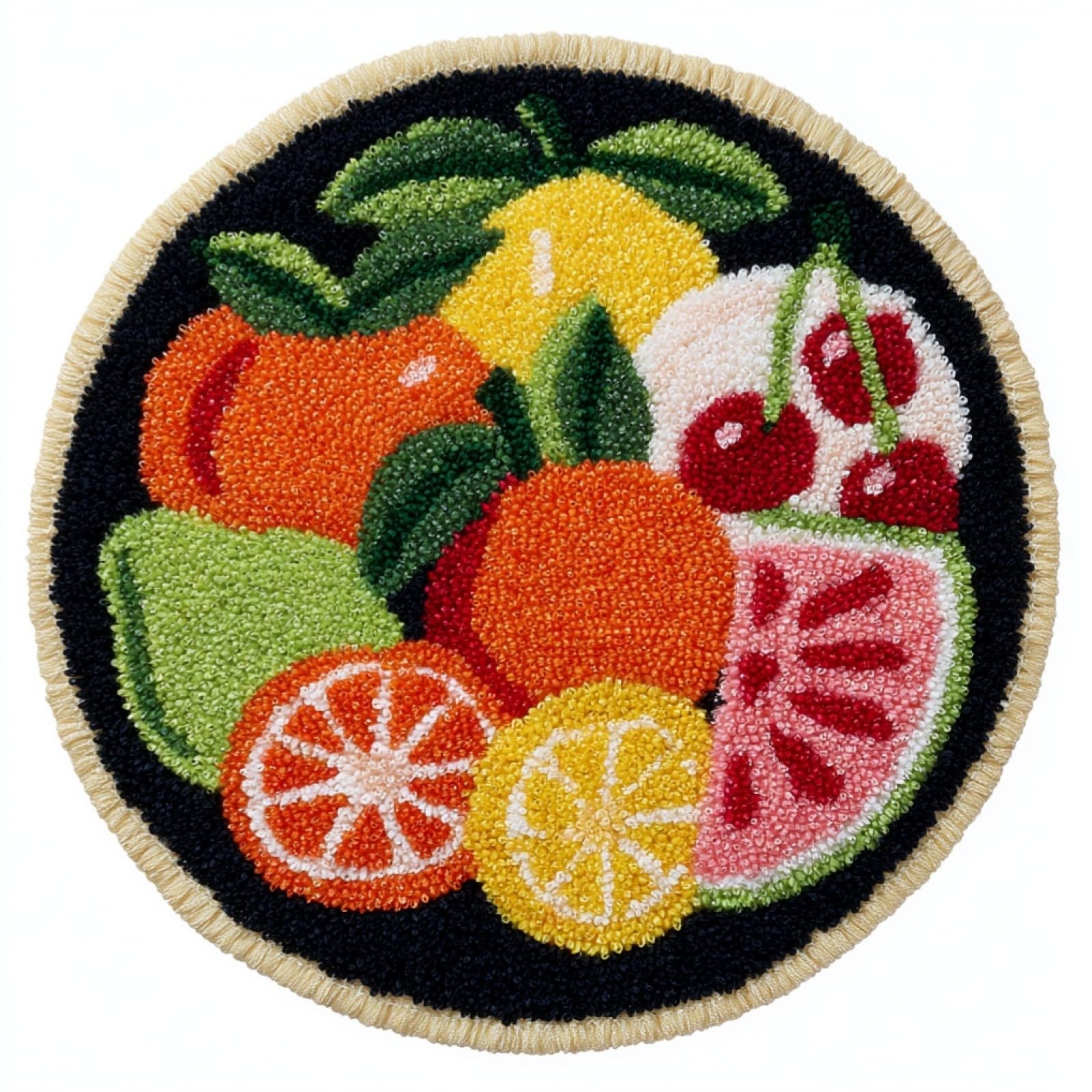 WallustrioaW Latch Hook Rug Kits for Adults Beginners,Fruit Platter,DIY Craft Doormat Carpet Making Kit Tapestry Gift Home Decorations,50x50cm