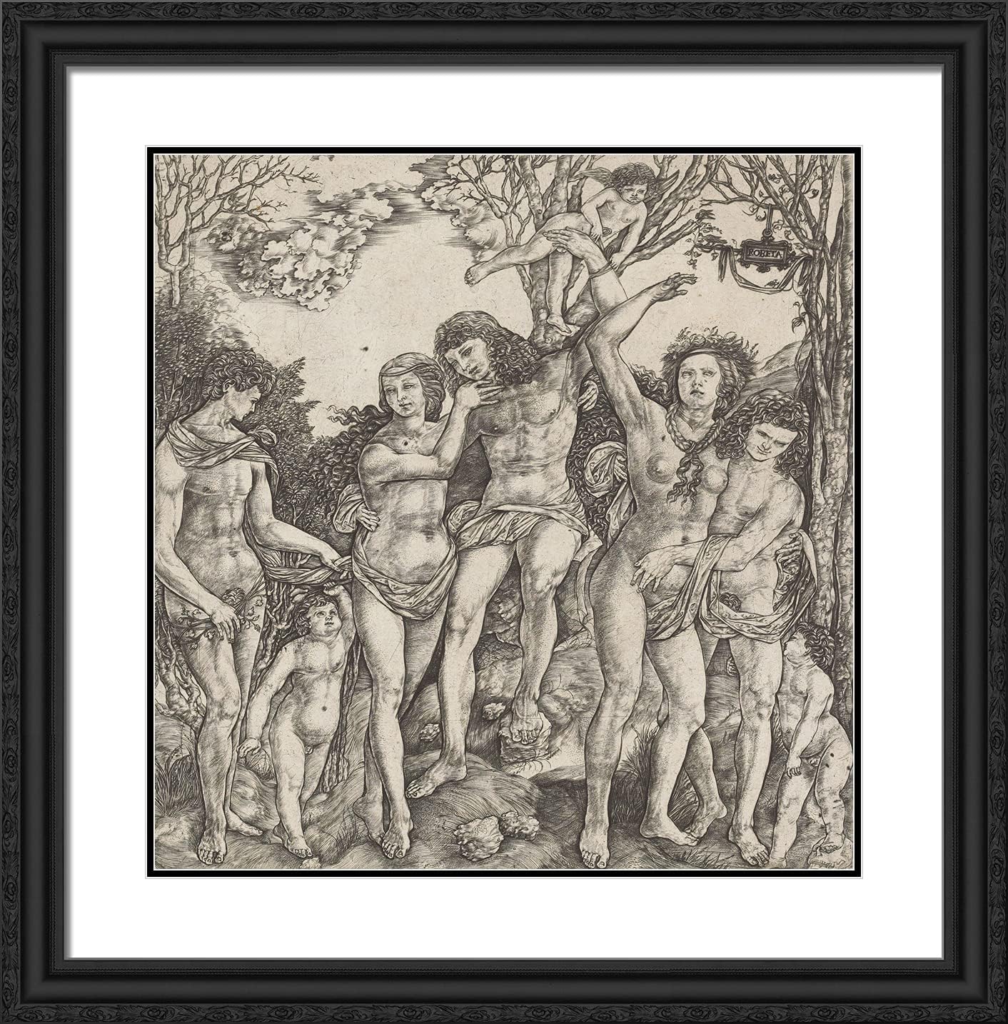 ArtDirect Mantegna, Andrea 20x20 Gold Ornate Framed Art Print with Double Matting Titled: Hercules with Antaeus