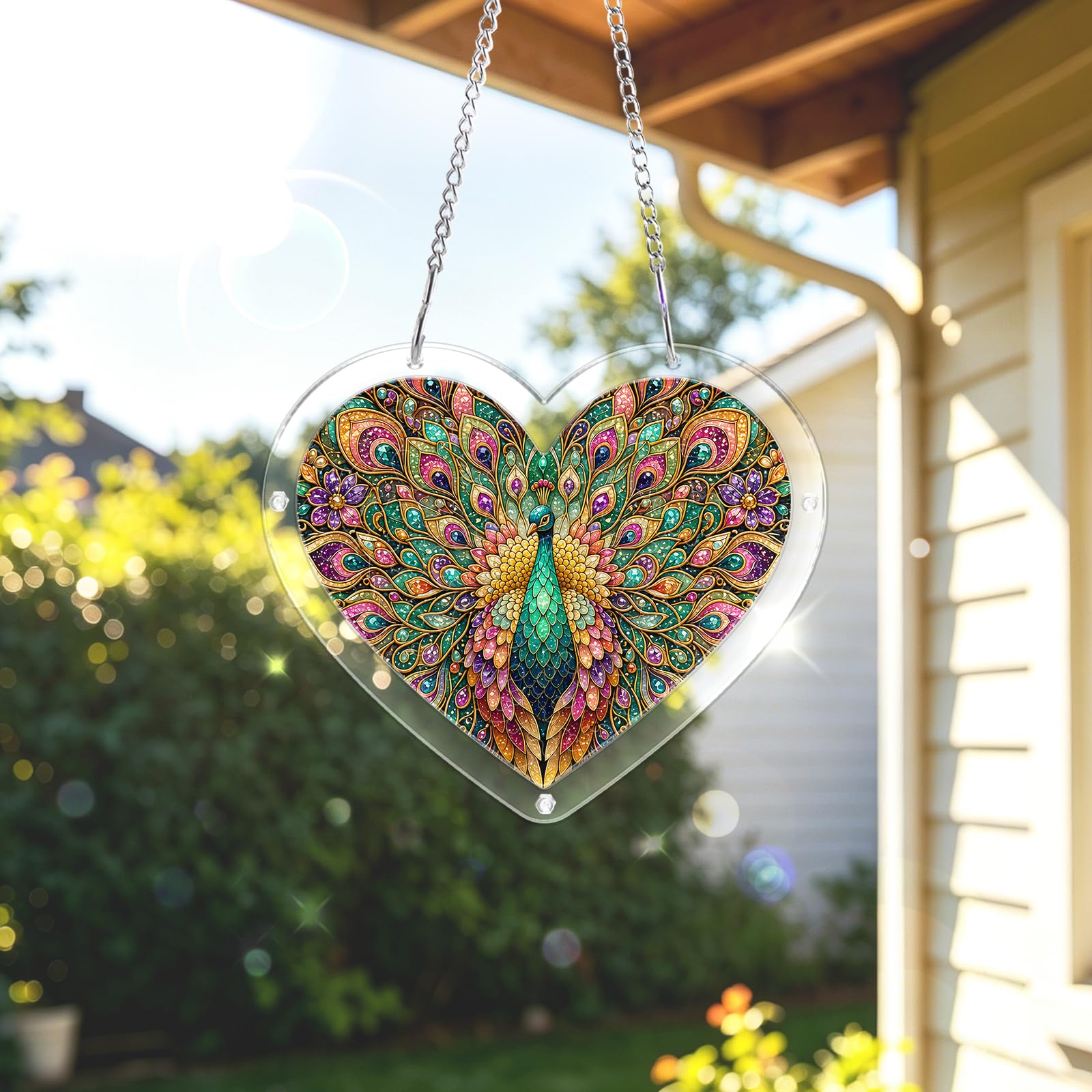 Acryl-Puzzle-Sonnenfänger, grüner Pfau, Puzzle, Sonnenfänger