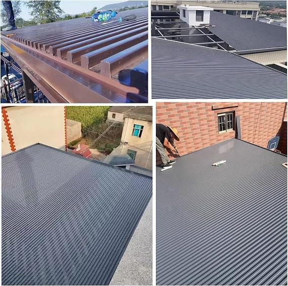 Aluminum Sheet Metal Roof with Screws, Wind & Fire Resistant Corrugated Roofing Panels 12 10 9 8 7 6 5 4 3 Ft, Heavy Duty Laminas para Techo/Outdoor Roof Cladding(Grey w10ft/3m,L 1.8m/5.9ft)