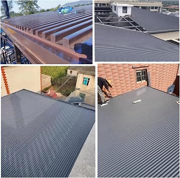 Aluminum Sheet Metal Roof with Screws, Wind & Fire Resistant Corrugated Roofing Panels 12 10 9 8 7 6 5 4 3 Ft, Heavy Duty Laminas para Techo/Outdoor Roof Cladding(Grey w10ft/3m,L 1.8m/5.9ft)