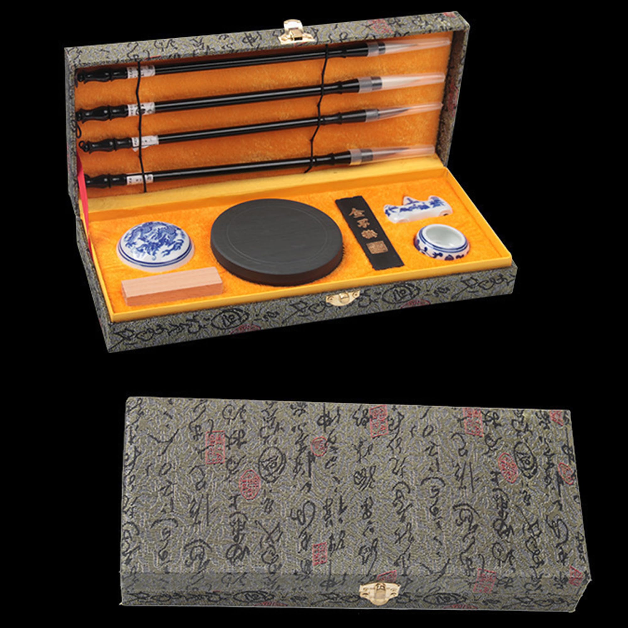 Set Calligraphie Chinoise 11 Pièces - Pinceaux, Encre Et Pierre - Débutants Et Experts