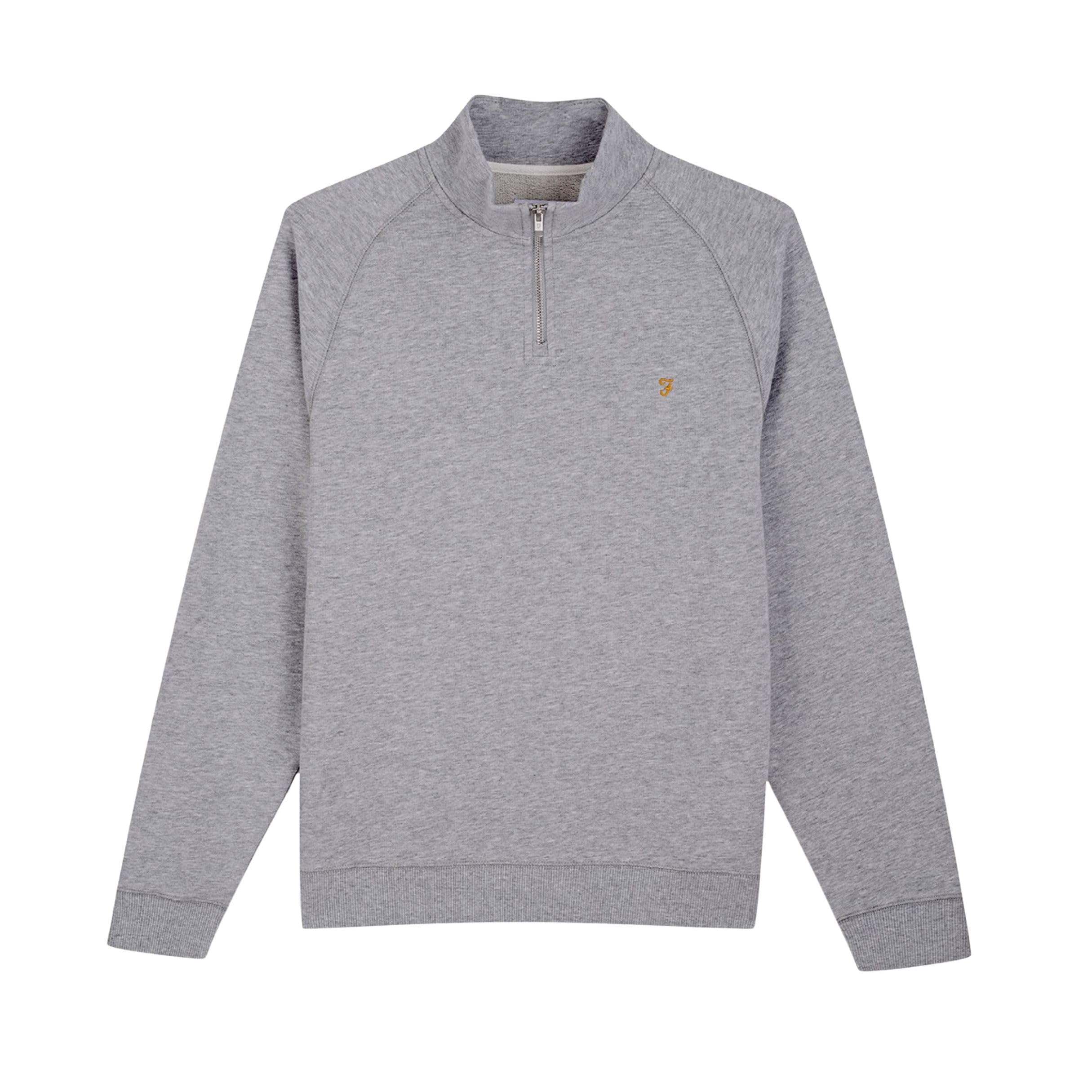 Farah Mens Jim 1/4 Zip Sweatshirt, Light Grey Marl, S UK
