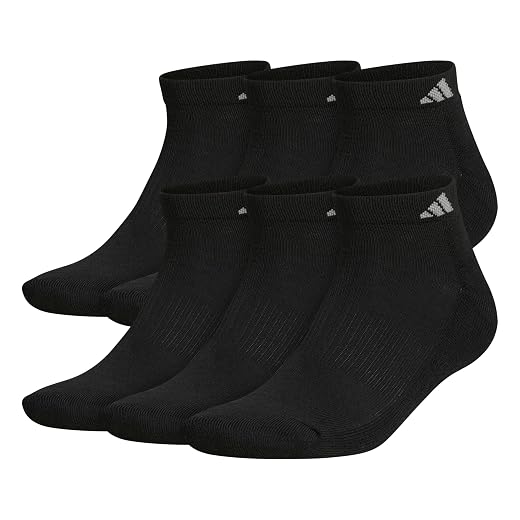 adidas Men's Athletic Cushioned Low Cut Socks with Arch Compression for a Secure Fit (6-Pair)