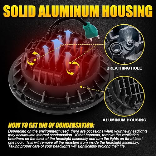 Miniatura 5 de LX-LIGHT DOT - Faro delantero LED redondo de 7 pulgadas con EMC compatible con Jeep Wrangler JK JKU TJ LJ CJ Hummer H1 H2 Chevy Ford GMC etc (par)