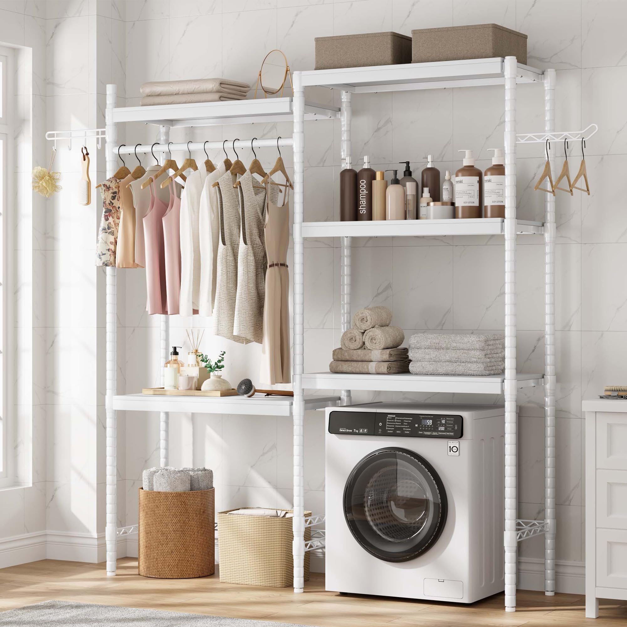 Étagère de rangement buanderie gain de place 5 niveaux au-dessus du lave-linge Takywep