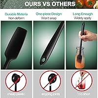 Vista 6 de 2 piezas de espátula de silicona de mango largo, raspador de goma antiadherente, espátula resistente al calor, raspador de silicona para tarros