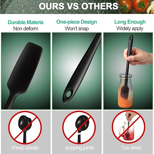 Miniatura 6 de 2 piezas de espátula de silicona de mango largo, raspador de goma antiadherente, espátula resistente al calor, raspador de silicona para tarros,