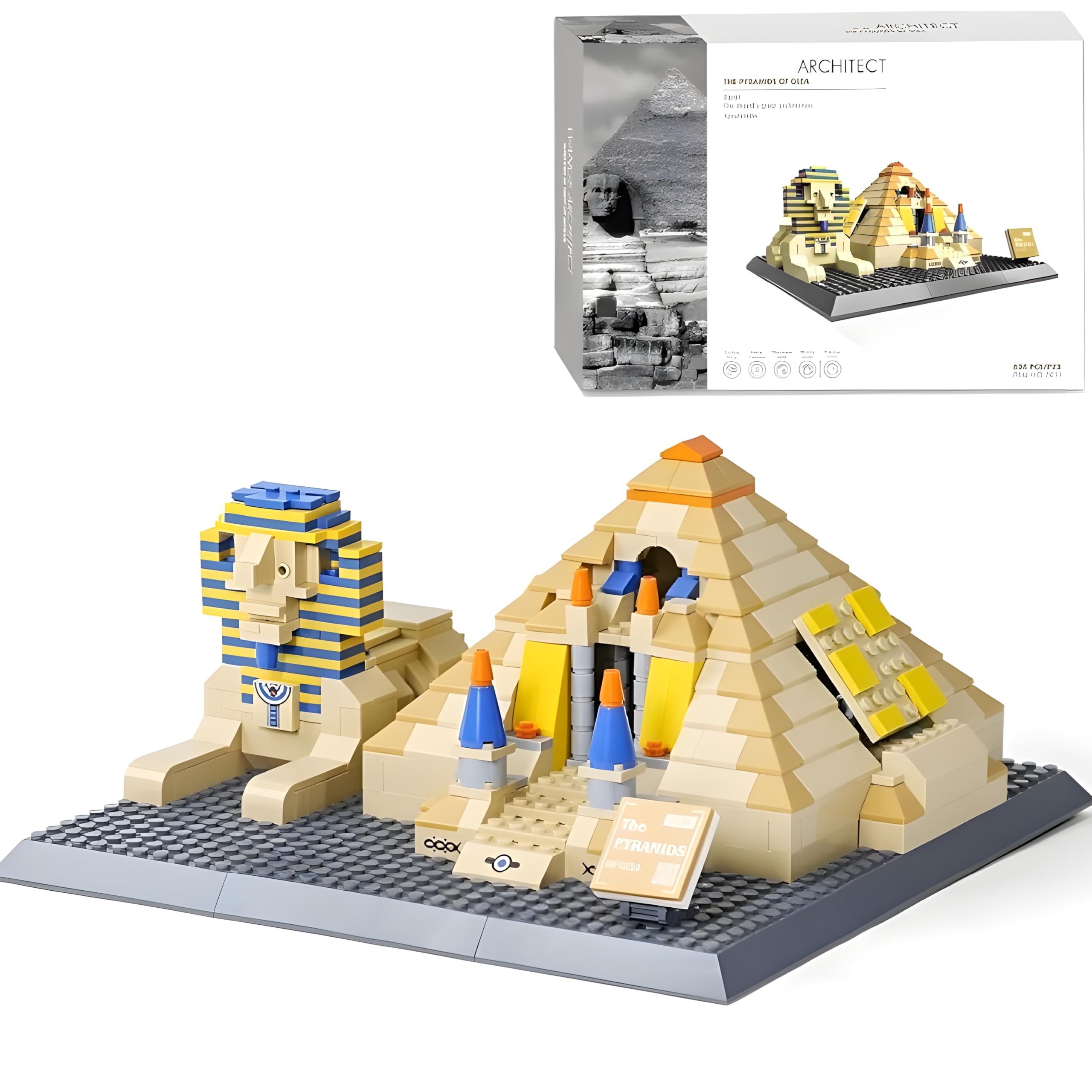 Pyramid Building Blocks Set, 643 PCS Historic Landmark Ancient Structure Model Toys, Creative Architectural Construction Kit for Desk Decoration, Birthday Gifts