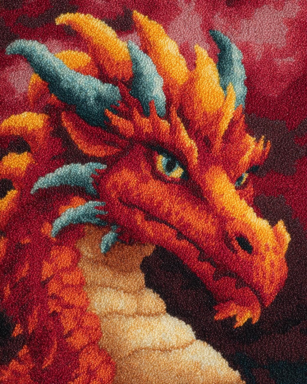AMBATTERY Latch Hook Kits Carpet Colorful Dragon 85x115cm
